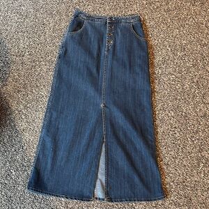 HOLDING HORSES ANTHROPOLOGIE Blue Denim Maxi Skirt, sz 2